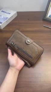 AE Mens Business Long Wallet   Vintage Soft Leather Multi-Card Slot Clutch Bag   Manufacturer of large-capacity commuter wallets