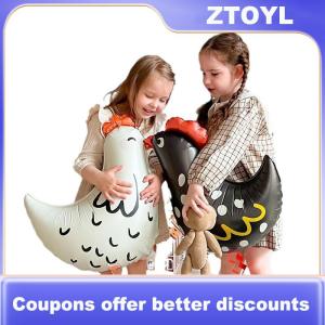 【ZTOYL】 2pcs hình con gà nhôm lá bóng bay màu đen trắng Polka Dot phim hoạt hình đứng trang trí trẻ em sinh nhật bên bóng bay