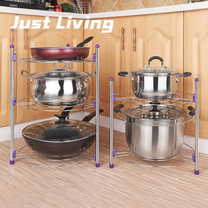 JustLiving 2/3/5 Layer Kitchen Pot Rack Stainless Steel Kitchen Stand Storage Rack Kitchen Utensil Cookware Organizer Pan Pot Racks