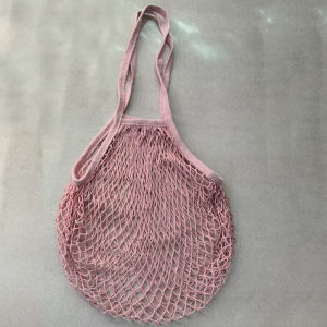 1 PC Eco Conscious Reusable Cotton Mesh Grocery Shopping Bag Foldable Washable Breathable Net Tote Bag Portable Re‑use Handbag