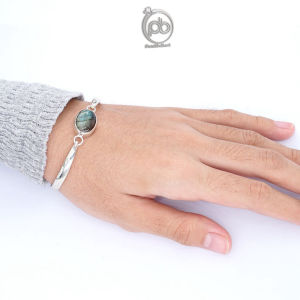 Gelang Bangle Wanita Perak 925 Asli Labradorite Natural Labriana