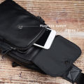 Men Casual Chest Bag Genuine Cow Leather Fashion Crossbody Black Trend Breast Messenger 7.9 Inch Ipad High Quality sling bag. 
