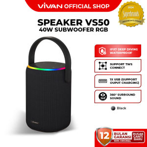 Speaker Bluetooth VIVAN VS50 Ultra Bass 40W Portable Wireless Bluetooth 5.3 Waterproof IPX7