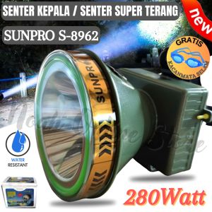 Senter Kepala Selam Sunpro S-8962 (BONUS KACAMATA) Headlamp 280Watt Super Terang Tahan 12 Jam | Senter Kepala 280 Watt | Senter Kepala Led Super Terang | Senter Kepala Anti Air ~ Nos
