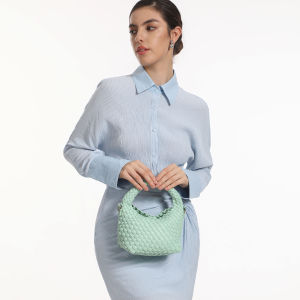 LIKEBAG Ladies Hand Braided Underarm PU Leather Braided Lunch Box Bag Handheld Shoulder Women Woven Messenger Bag