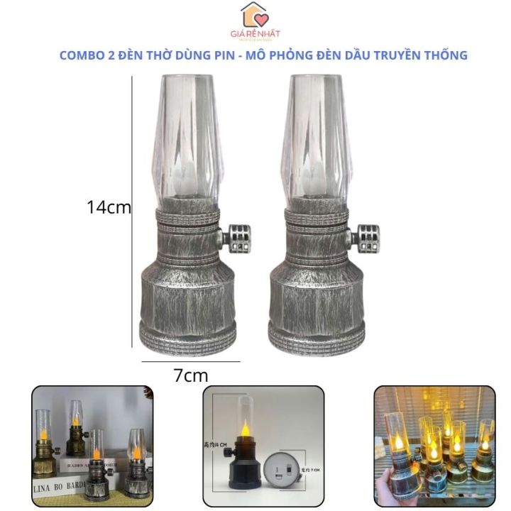 COMBO 2 Đèn Thờ Dùng Pin Phong Cách Đèn Dầu Cổ Sang Trọng, Cúng Bàn Thờ ...