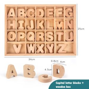 Montessori Wooden 26 Letters Alphabets Wooden Box Early Education and Development Toys Teaching Aids