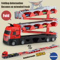 Transport truck toy boy's large truck alloy mini racing car transport car folding car toy Mainan Kereta Mainan Budak Lelaki. 