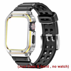 Dây đeo thép không gỉ 45mm 44mm + Ốp cho vòng đeo đồng hồ Apple Vỏ Khung ốp lưng kim loại 49mm siêu 44mm Phụ kiện dây đeo cổ tay cao su I Watch Series 4 5 SE 6 7 8 (không có đồng hồ)