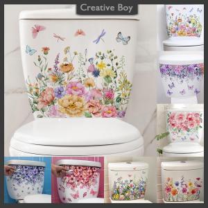 [Creative] Various Green Plants Flowers Wall Sticker Bathroom Toilet Decor Decals Living Room Cabinet Home Decoration Self Adhesive Mural