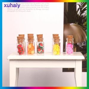 xuhaiy 5 cái 1:12 Dollhouse thu nhỏ trái cây các loại lon thủy tinh trái cây sấy khô kẹo Jar trẻ em giả vờ chơi đồ chơi nhà búp bê phụ kiện
