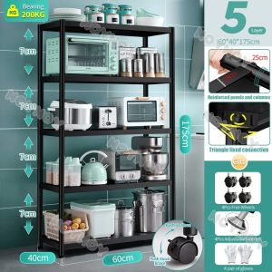 Kitchen Movable Steel Rack With ke Wheels Boltless Shelf Multifunctional Storage Organizer