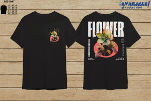kaos distro FLOWER- kaos pria dan wanita lengan pendek ukuran M.L.XL.XXL kerah bulat bahan katun 24s combed