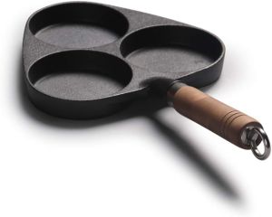 Cast Iron 3-Cup Egg Frying Pan Pre-Seasoned Omelet Pan