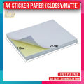A4 STICKER PAPER 100 SHEETS / SIMILI/MATTE & GLOSSY/MIRRORKOTE / MULTIPURPOSE STICKER / AWB. 