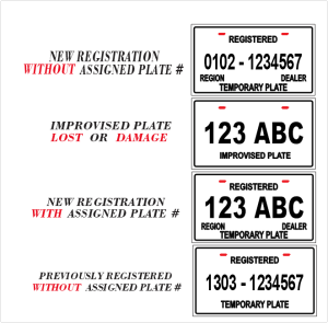 MOTORCYCLE TEMPORARY LTO NEW SIZE PLATE STANDARD DESIGN w/ FREE BOLTS