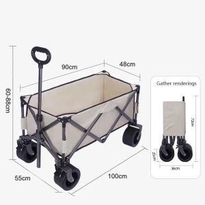 10inch Heavy duty Trolley Cart Wheels Outdoor Wagon Foldable - Beige Color
