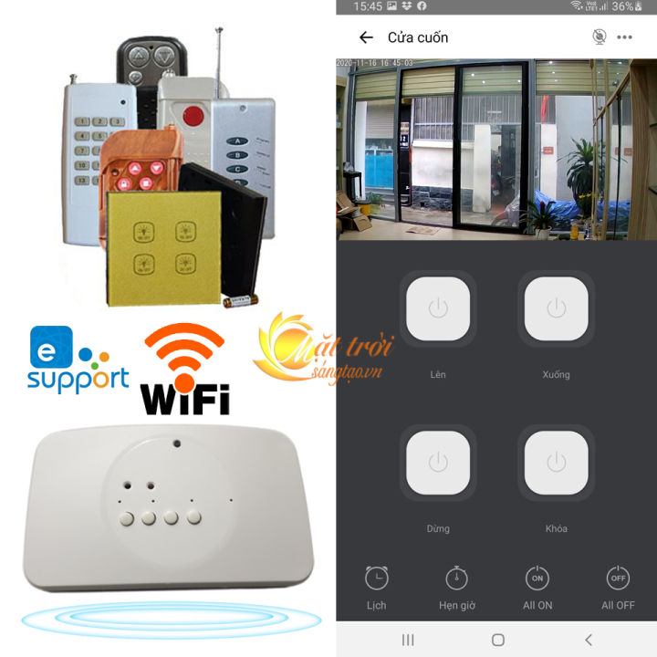 Bộ phát sóng điều khiển cửa cuốn bằng điện thoại Wifi Ewelink V2