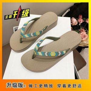 Free Shipping Korean-Style Thick-Soled Height-Increasing Flip-Flops Versatile Sandals Fashionable Beach Shoes Non-Slip New Summer Style