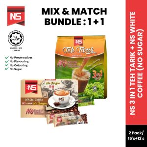 [ MIX & MATCH BUNDLE ] NS White Coffee No Sugar (1 Pack) + NS Teh Tarik (1 Pack) - HALAL