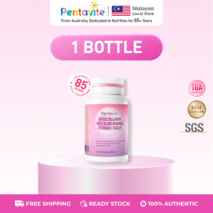 【KKM & HALAL Certified】Pentavite Collagen Plus Pomegranate & Raspberry 1000Da Anti-Aging Peptides Firm Plump & Youthful Skin Blood Orange Lemon Chewable (30-180 Tablets)