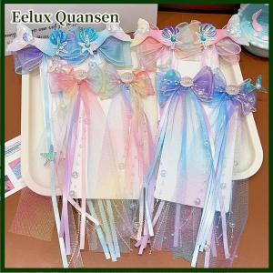 Eelux 1 cặp đuôi cá vỏ puprle Ribbon Headband bé Nàng Tiên Cá ăn mặc lên Kẹp Tóc Cô Gái BOW TIE bện hoa kẹp tóc phụ kiện