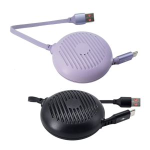 หดกลับ USB C เพื่อ USB สายชาร์จเร็ว60W พร้อมฟังก์ชั่นหมุนกลับอัตโนมัติเหมาะสำหรับโทรศัพท์แท็บเล็ตและอุปกรณ์เล่นเกม