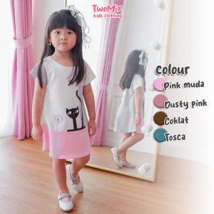 Dress Anak Perempuan - Baju Anak Cewek Bahan Kaos Scuba Fashion GRATIS TAS LUCU 4082