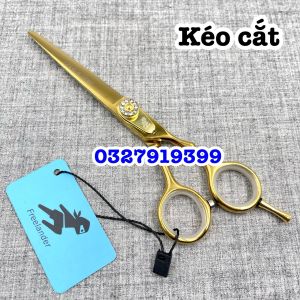 Freelander Kéo Cắt Tóc Cao Cấp 6.0M Kích Thước 6 Inch Màu Vàng Vật Liệu Thép Nhật S440C Độ Cứng Trên 62HRC Kèm Kéo Tỉa Và Bao Da