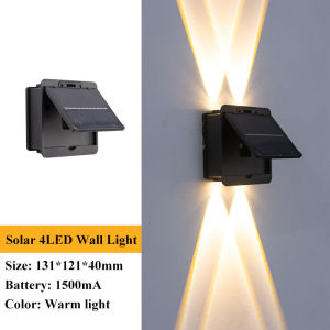 【Malaysia Stock】LED Outdoor Solar Wall Lights Lampu Waterproof Automatic Sensor Up and Down Lighting Fence Warm Light