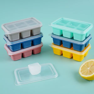 Cetakan Es Batu 6 Kotak Dengan Penutup Ice Cube Mold Alat Cetakan Es Puding Jelly Coklat SH S27