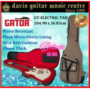 Gator Electric Guitar Bag Transit Tan water resistant neck rest cushion Micro-Fleece Lining