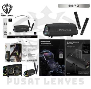S872 - Speaker LENYES S-872 160W Outdoor KTV Wireless Speaker + Microphone Karaoke Bluetooth 5.3 Portable DSP Ekstra Bass RGB Light TWS