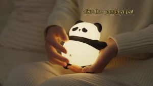 panda led night light touch sensor usb rechargeable cartoon silicone animal lamp bedside table light