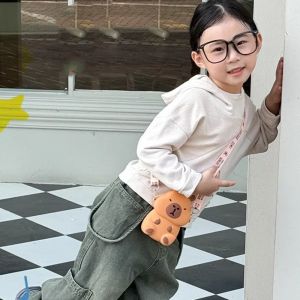 DINAH ซิลิกาเจล กระเป๋า crossboday Capybara กระเป๋าสตางค์ ZERO Wallet สายรัดปรับได้ กระเป๋าสะพาย Capybara กระเป๋าใส่ของ กันน้ำกันน้ำได้ กระเป๋าสัตว์น่ารัก เด็กๆเด็กๆ