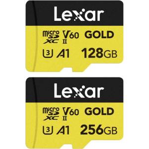 ♥100% sản phẩm gốc + Bộ chuyển đổi gửi miễn phí + Đầu đọc thẻ♥Lexar Micro SD vàng chuyên nghiệp UHS-II thẻ nhớ Flash 128GB 256GB