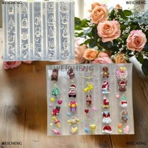 [COD] WEICHENG 3D Christmas Silicone Nail Mold Santa Claus Gingerbread Snowman Nail Design DIY Manicure Template Tool For Nail Decoration