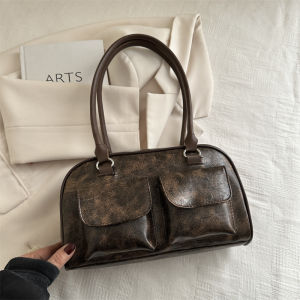 NIkyLundun   กระเป๋าแฟชั่นใหม่อินเทรนด์ผู้หญิงฤดูใบไม้ร่วงและฤดูหนาวสไตล์ตะวันตก Tote กระเป๋ารักแร้กระเป๋าสะพายไหล่สไตล์เกาหลีกระเป๋าโบว์ลิ่งผู้หญิง