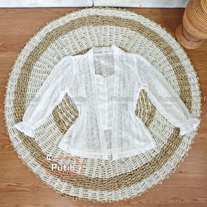 Setelan Kebaya Brokat Malika Kancing Kait Tangan Karet dan Rok Kamen Moscreft Songket Batik Free Selendang Pengantin Pesta Wisuda Modern