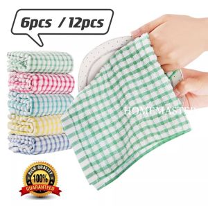 6pcs/12 Pcs Kitchen Towel / Tablecloth / Kain Lap Meja Kitchen Dish Towels Cotton Kitchen Hand Towels Table Cloth Kain Lap Meja Pack Dishcloth for Washing Dishes Dish Rags for Drying Dishes Checked Kitchen Towel / Tuala Dapur Serbaguna Petak Saiz Besar