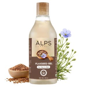 Alps Goodness Flaxseed Gel for Hair & Skin Natural Hydrating Styling Gel Enhances Strength Shine & Curl Definition Controls Frizz & Soothes Dry Skin 10.14 Fl Oz (300ml)