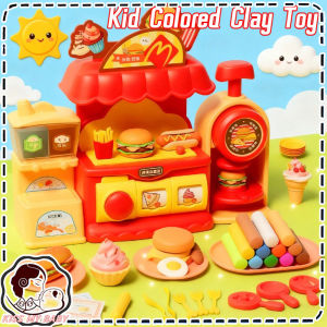 Kid Colored Clay Toy Light and Music Play House Kitchen Toy Set Burger Shop Clay Plasticine Mold
