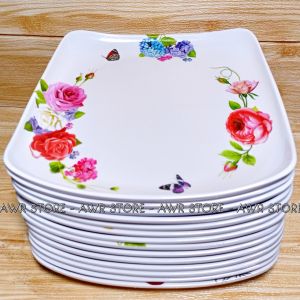 1 set Piring Melamin ISI 6pcs TEBAL MURAH BERKUWALITAS TERLARIS MODEL KOTAK PERSEGI TEPLEK #0195 SSG ( Piring Melamin )