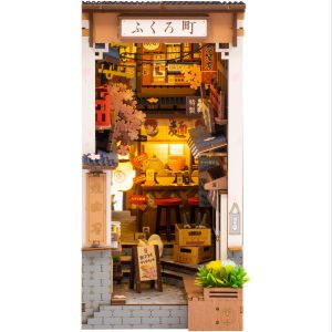 ROBOTIME Book Nook Kit DIY Miniature House Sakura Wine Alley 3D Wooden Puzzle Bookends Child Boys and Gitls Gifts