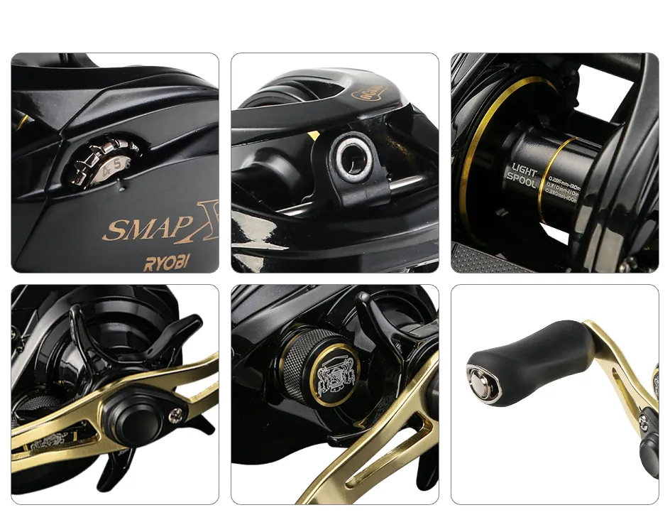 RYOBI SMAP XV PLUS Baitcasting Fishing Reels 8+1BB Carbon Saltwater Fishing  Reel