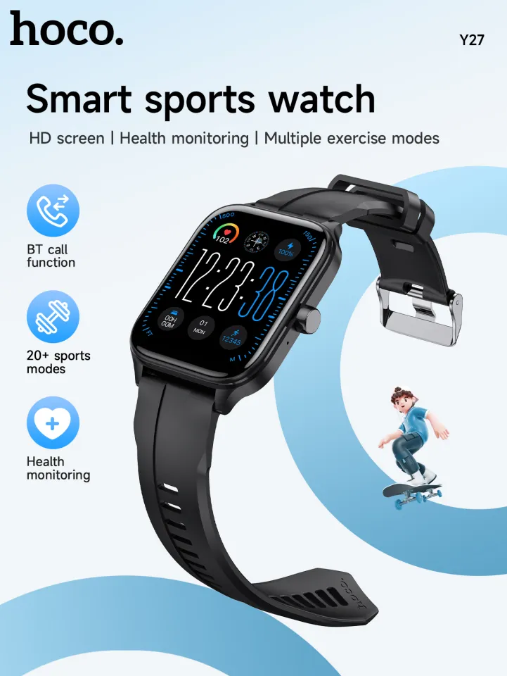 [24 Hours Ship]Hoco Y27 Smart Watch Original Display screen inches  Sport Watch IPX4 Waterproof Heart Rate Blood Pressure Sleep Monitoring for 