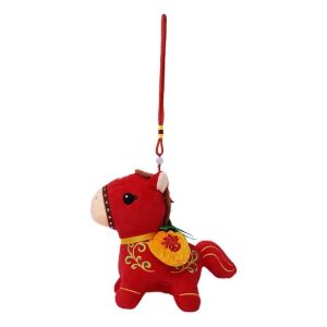 OKDEALS01 PP Cotton Plush Horse Keychain Cartoon Soft Hanging Pony Doll Year of The Horse Mascot 12cm Zodiac Pony Figurine New Year Gift