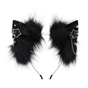 Màu đen và trắng Lông Mèo Tai headbands cho cosplay và theo chủ đề bên mũ sắt cho studio ảnh đạo cụ chụp ảnh