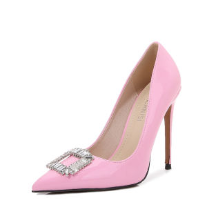 YUCHEN  4.72 inches High Heels for Women With Heels pumps Ladies Crystal Transparent Sparkling Rhinestones Pointed Office High Heeled Shoes Size 35 - 46