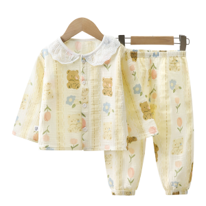 [MOD KIDS] เด็กหญิงชุดเด็กแขนยาวกางเกงขายาวชุดโฮมสูทสบายผ้าฝ้าย 100% สำหรับเด็กอายุ 3-12 ปี